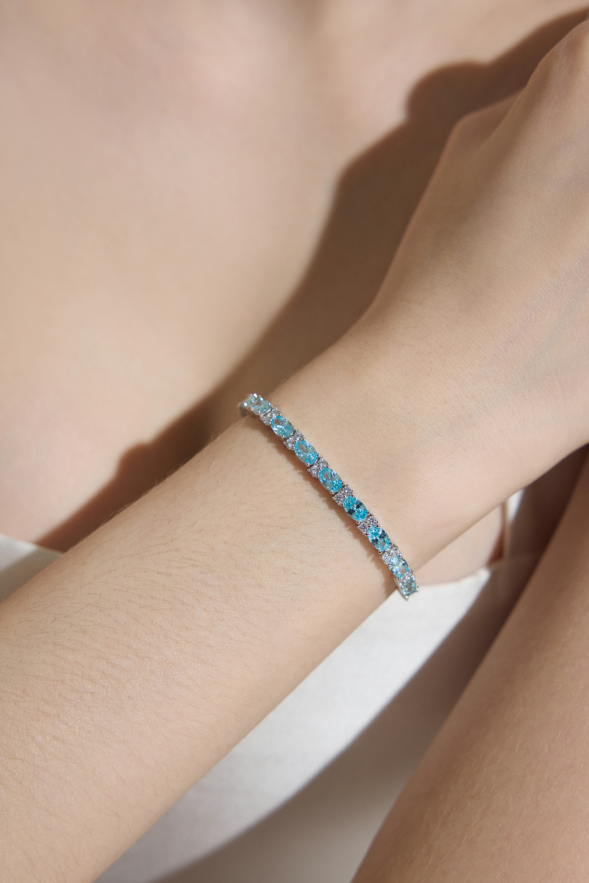 Aquamarine Crystal Tennis Bracelet