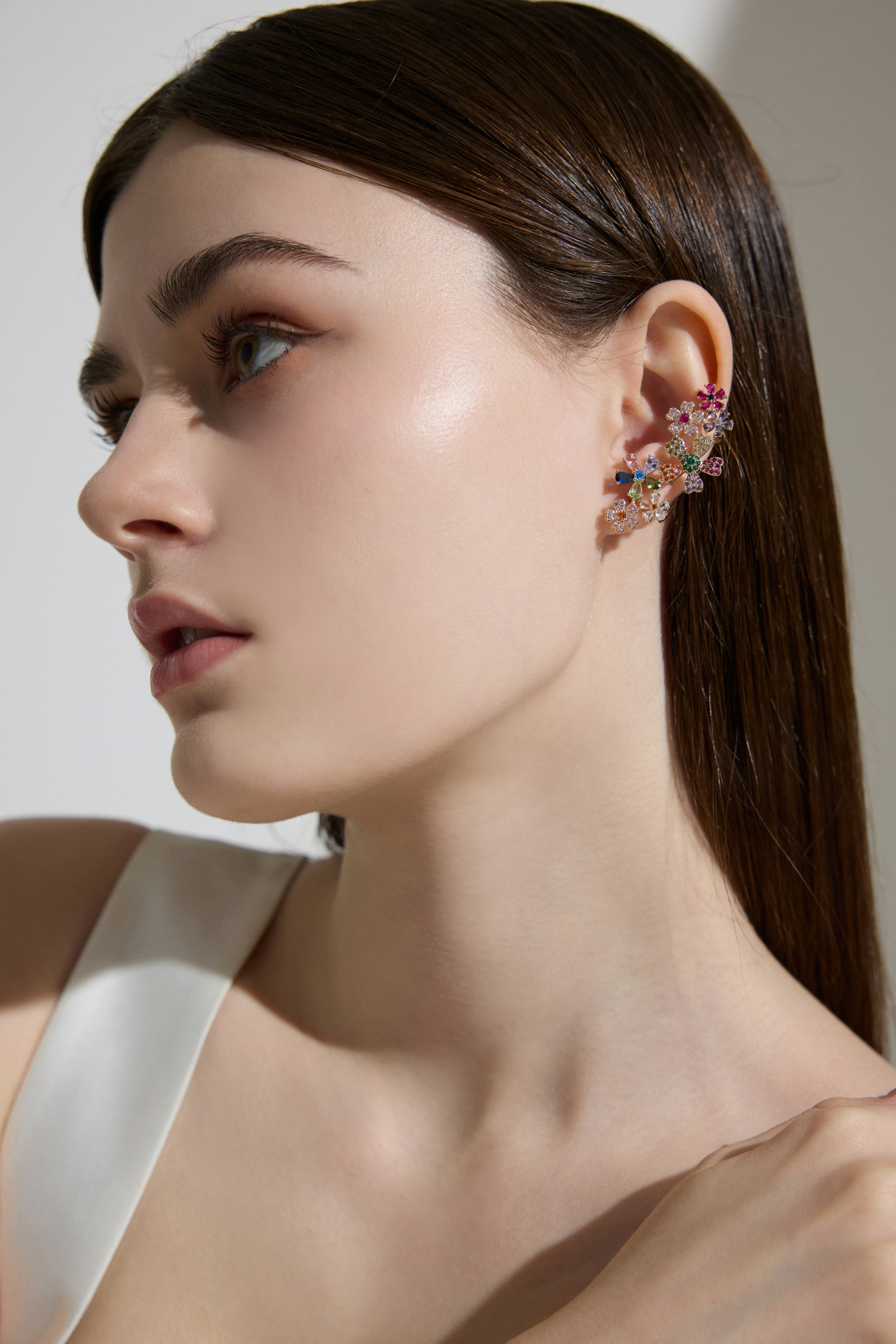 Multicolor Crystals Colorful Floral Statement Earrings