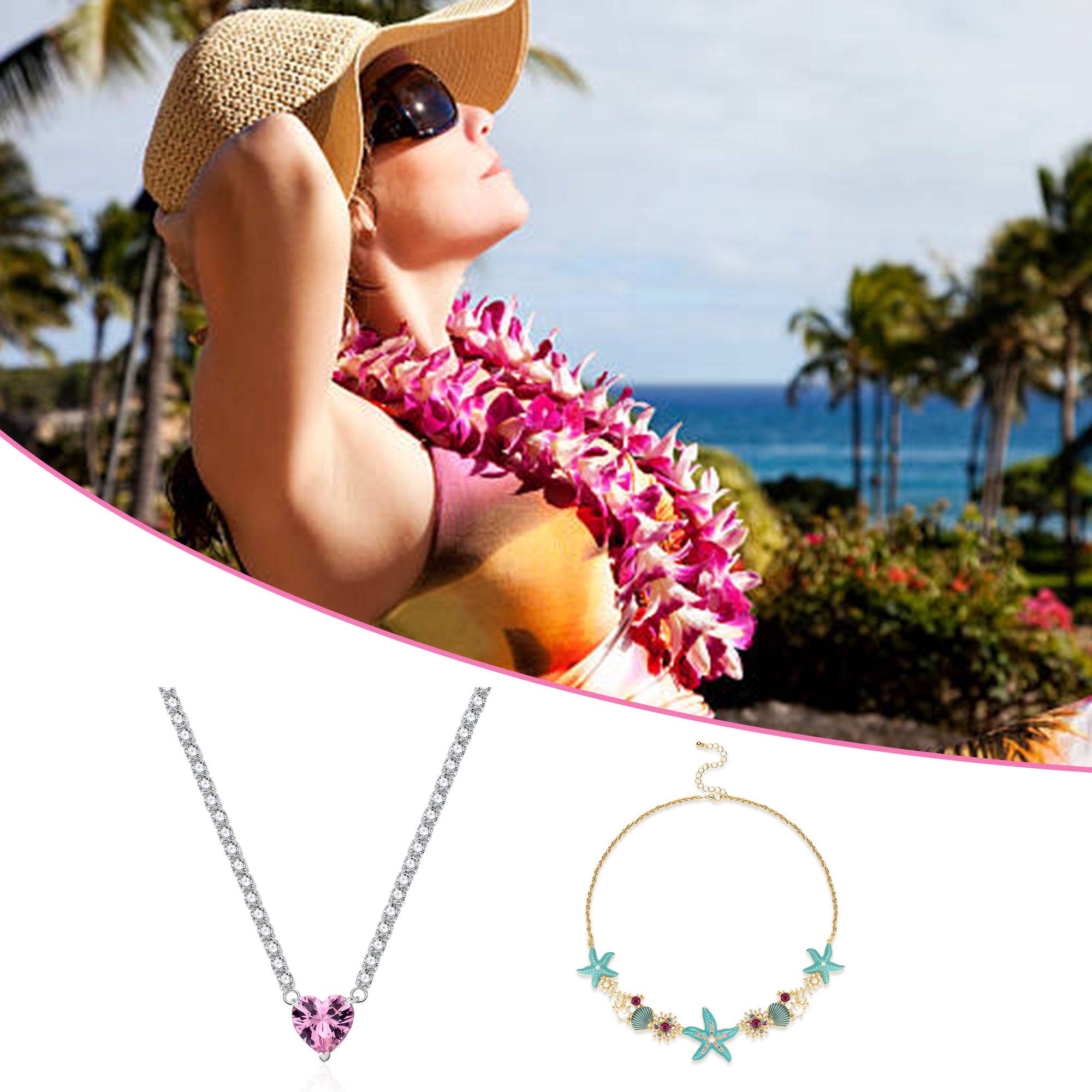 Heart Necklace & Starfish Necklace Layering