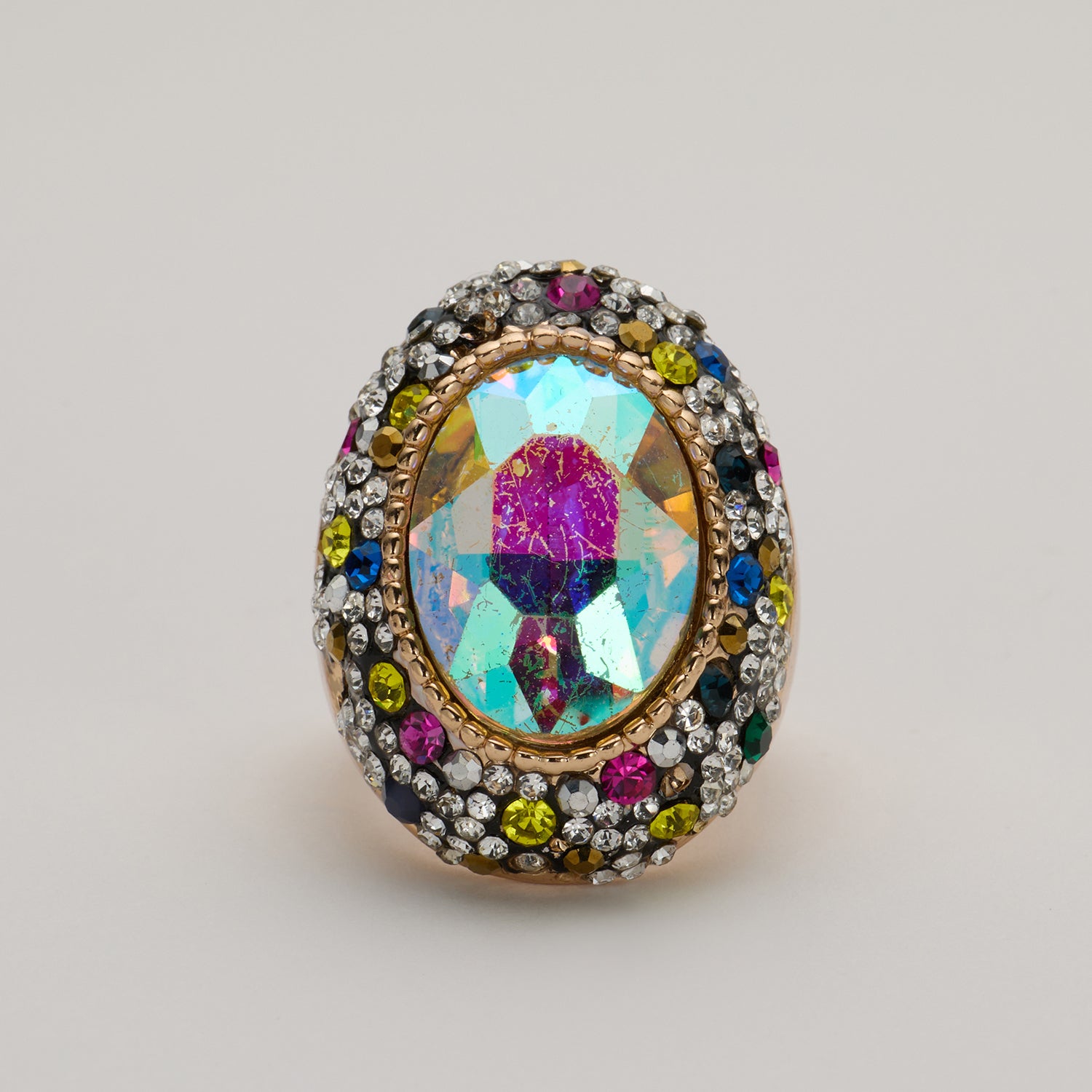 Vintage Glamour Multi-Color Gem Cocktail Ring