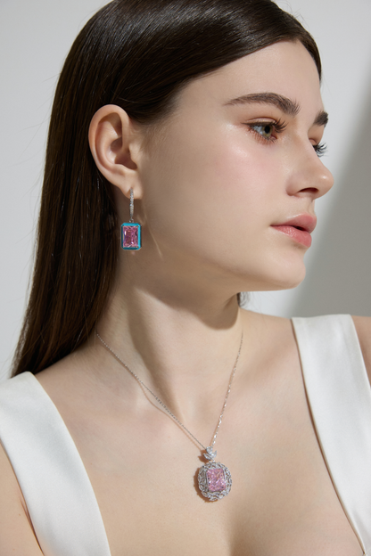 Sweet Pink Aqua Drops Earrings