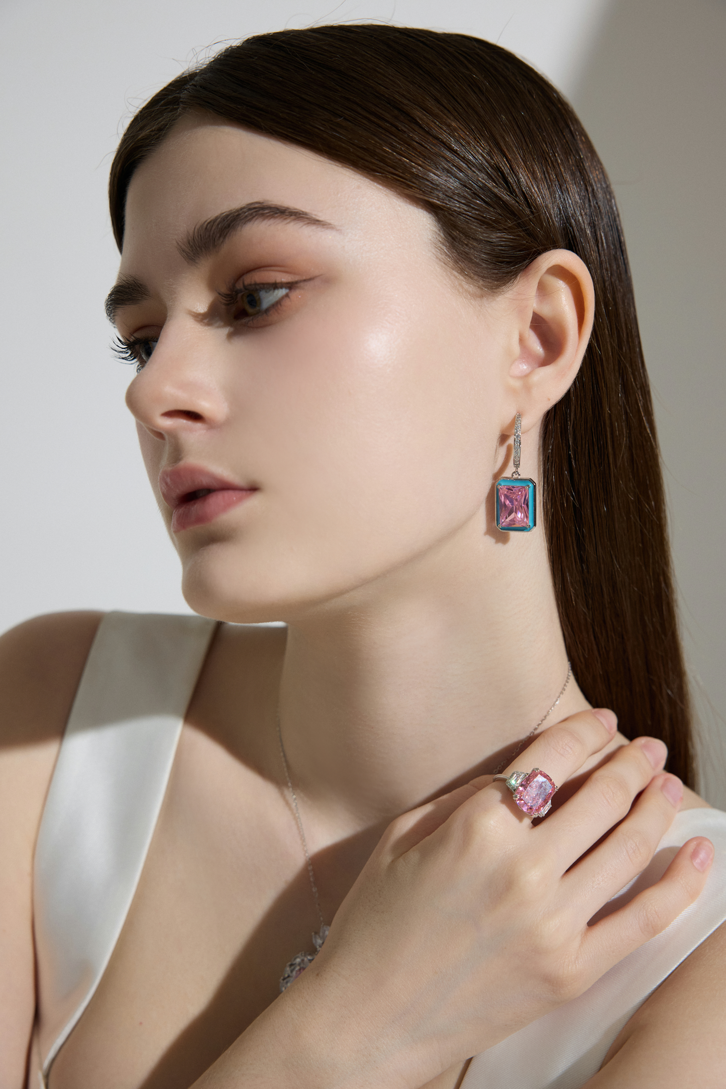Sweet Pink Aqua Drops Earrings