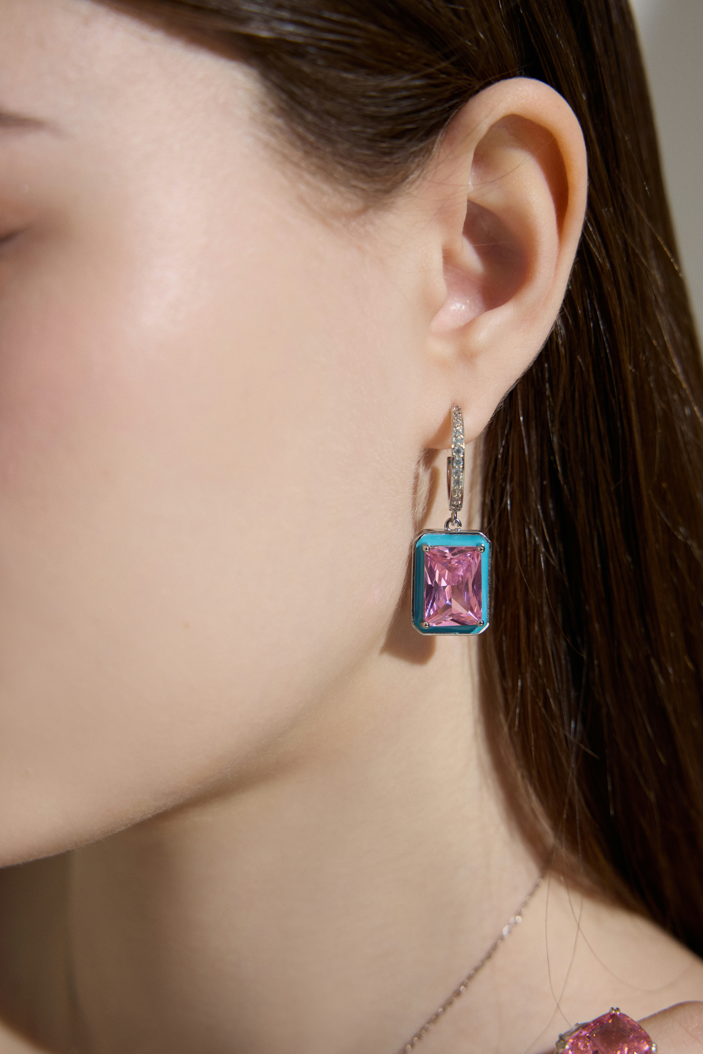 Sweet Pink Aqua Drops Earrings