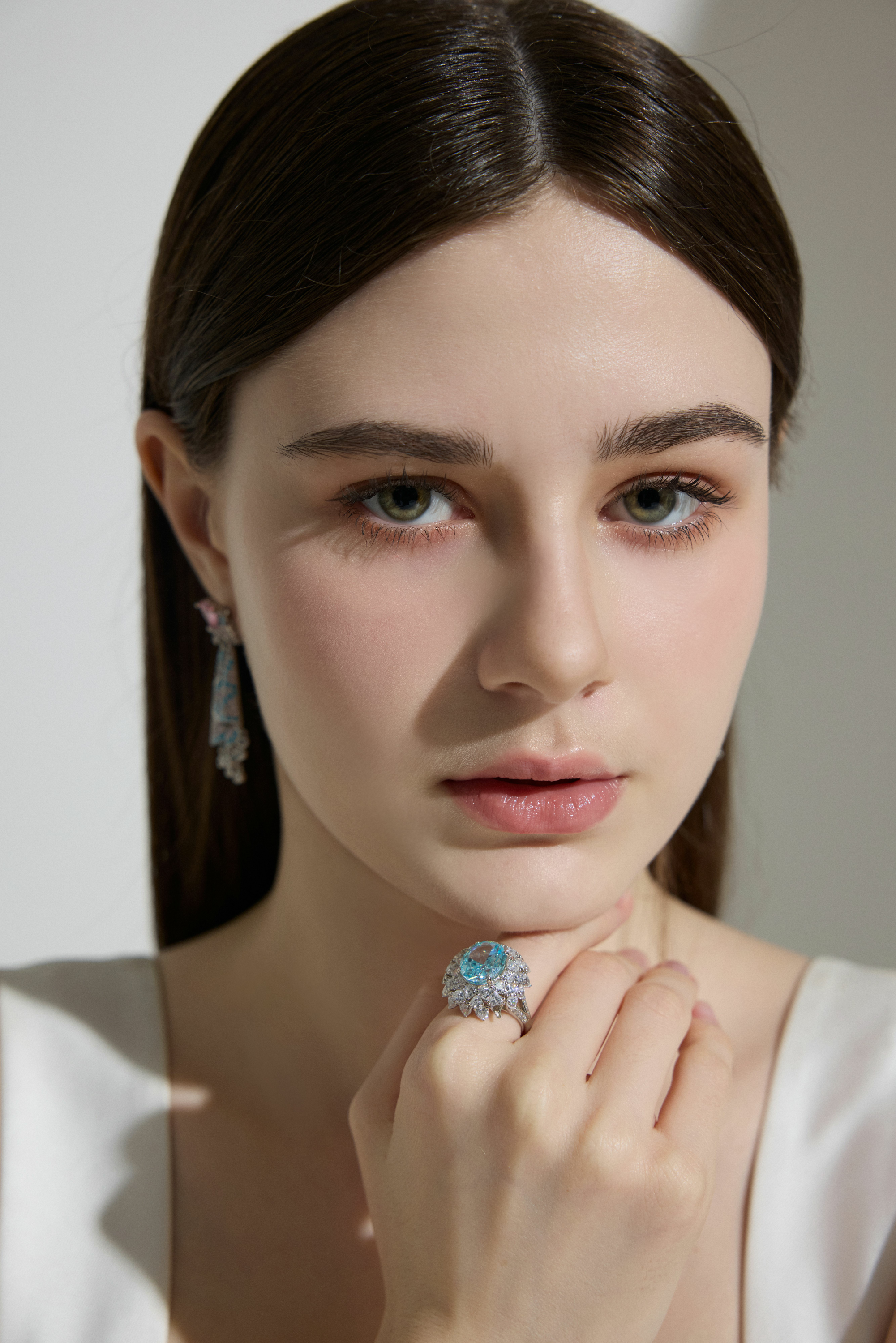Luxury Oval Blue  Halo Statement Ring