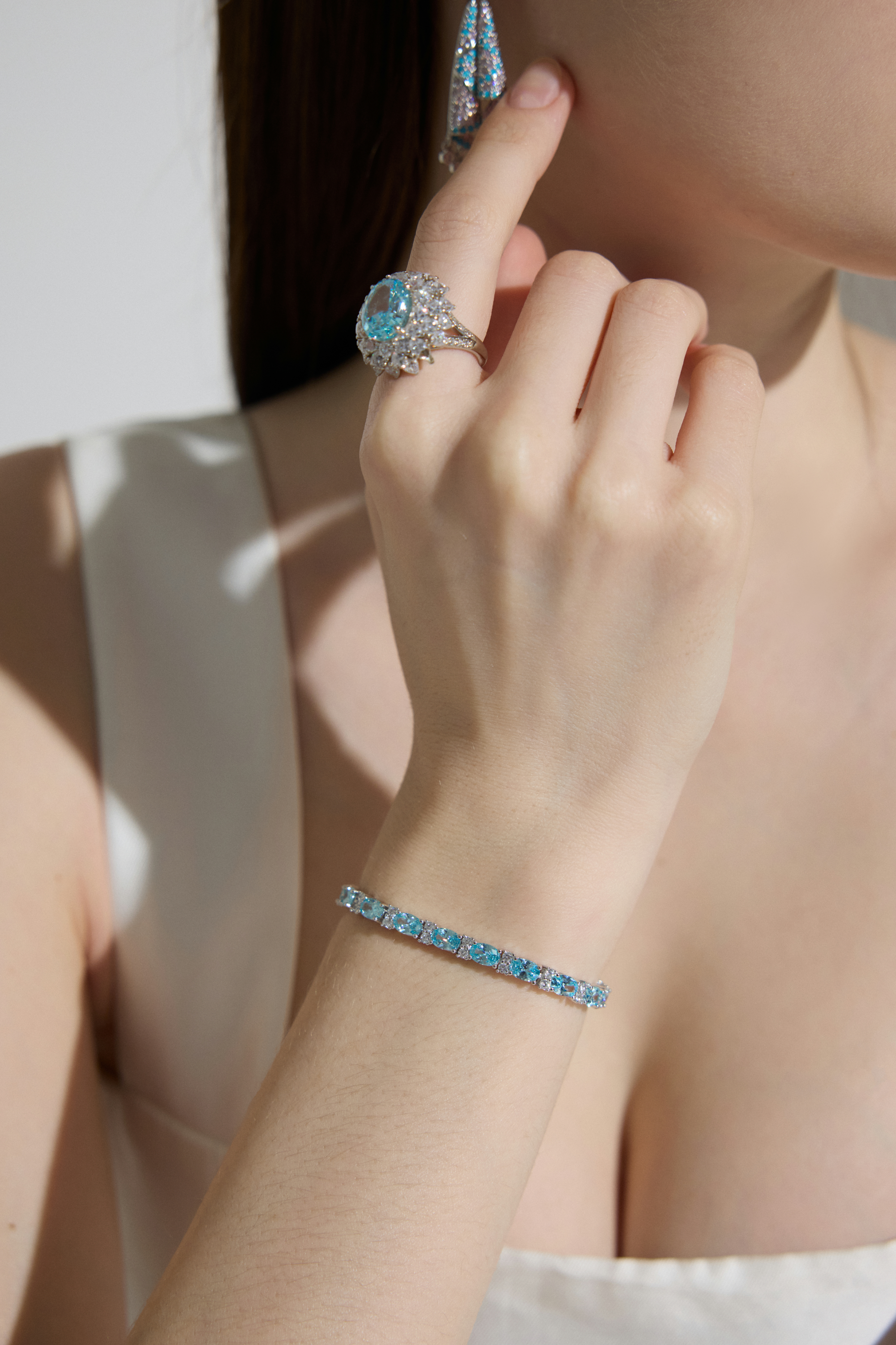 Aquamarine  Crystal Tennis Bracelet
