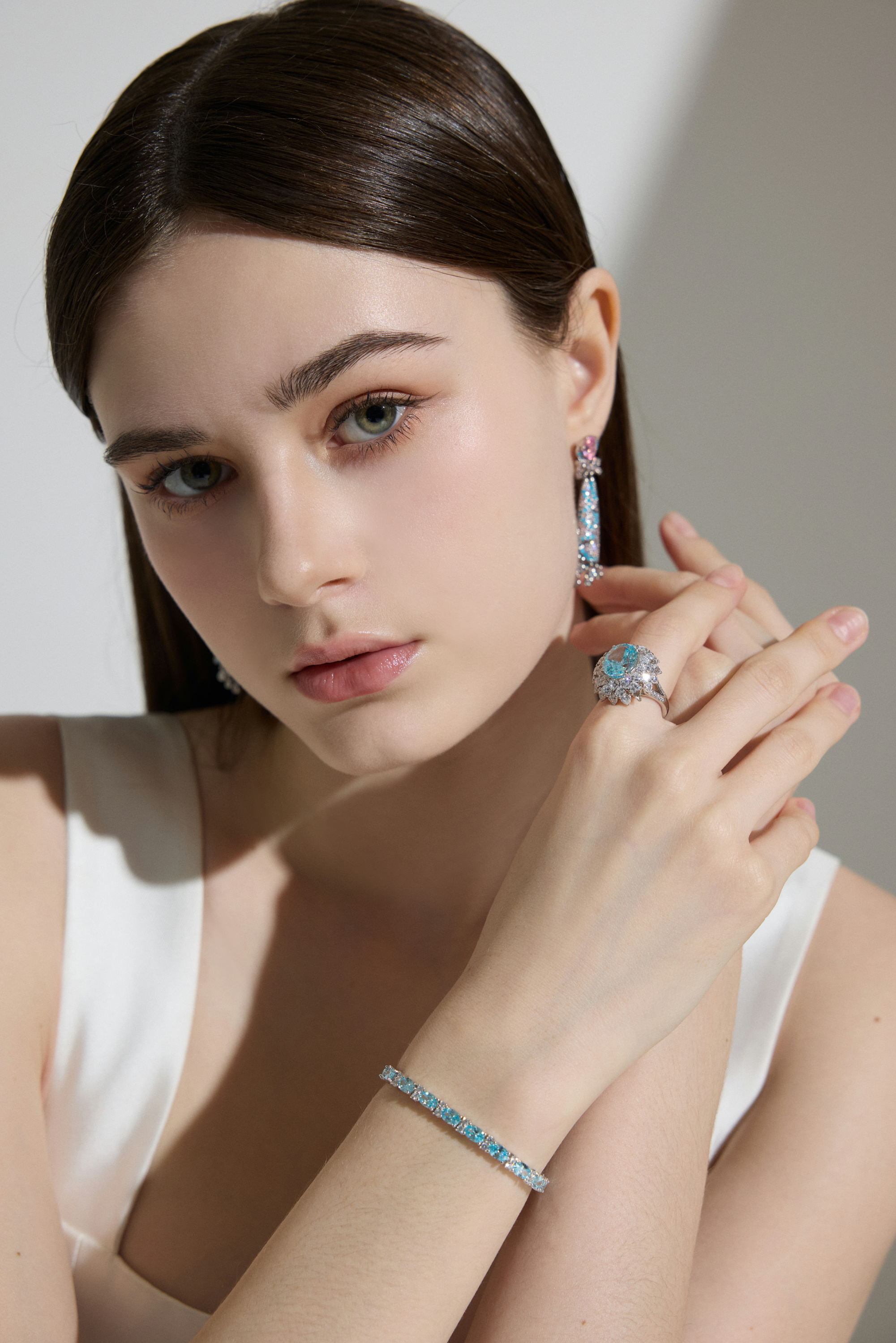 Aquamarine  Crystal Tennis Bracelet