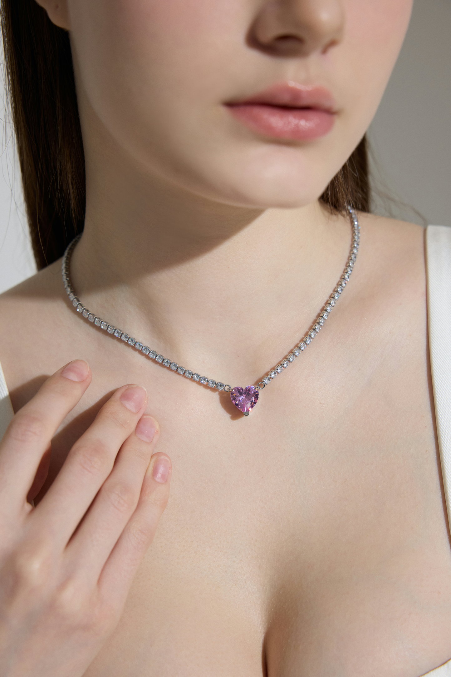 Blushing Heart Sparkle Necklace