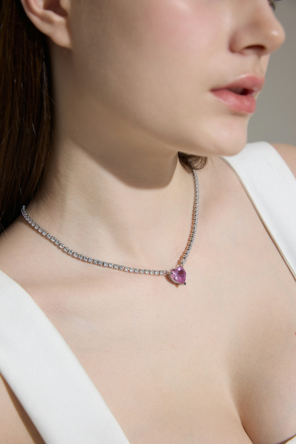 Blushing Heart Sparkle Necklace