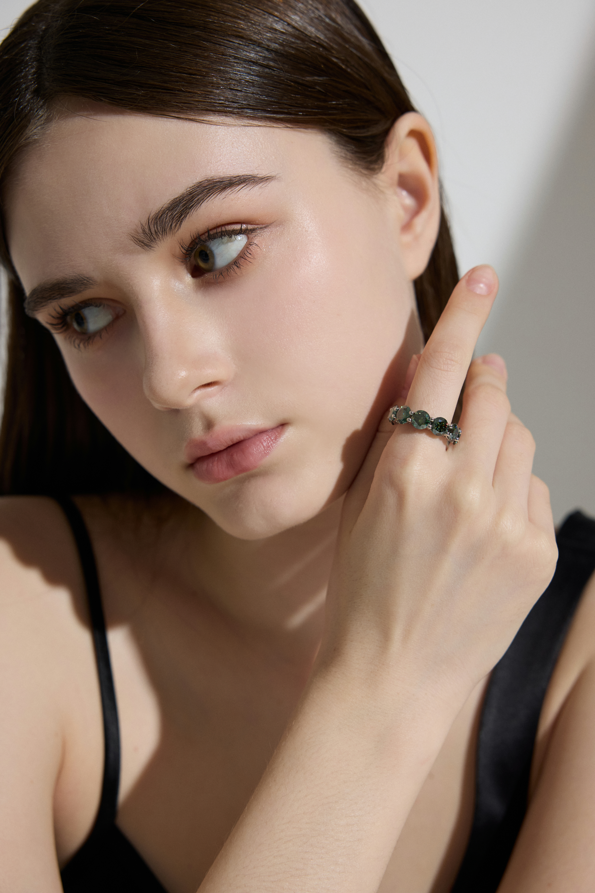 Emeraldine Promise Halo Ring