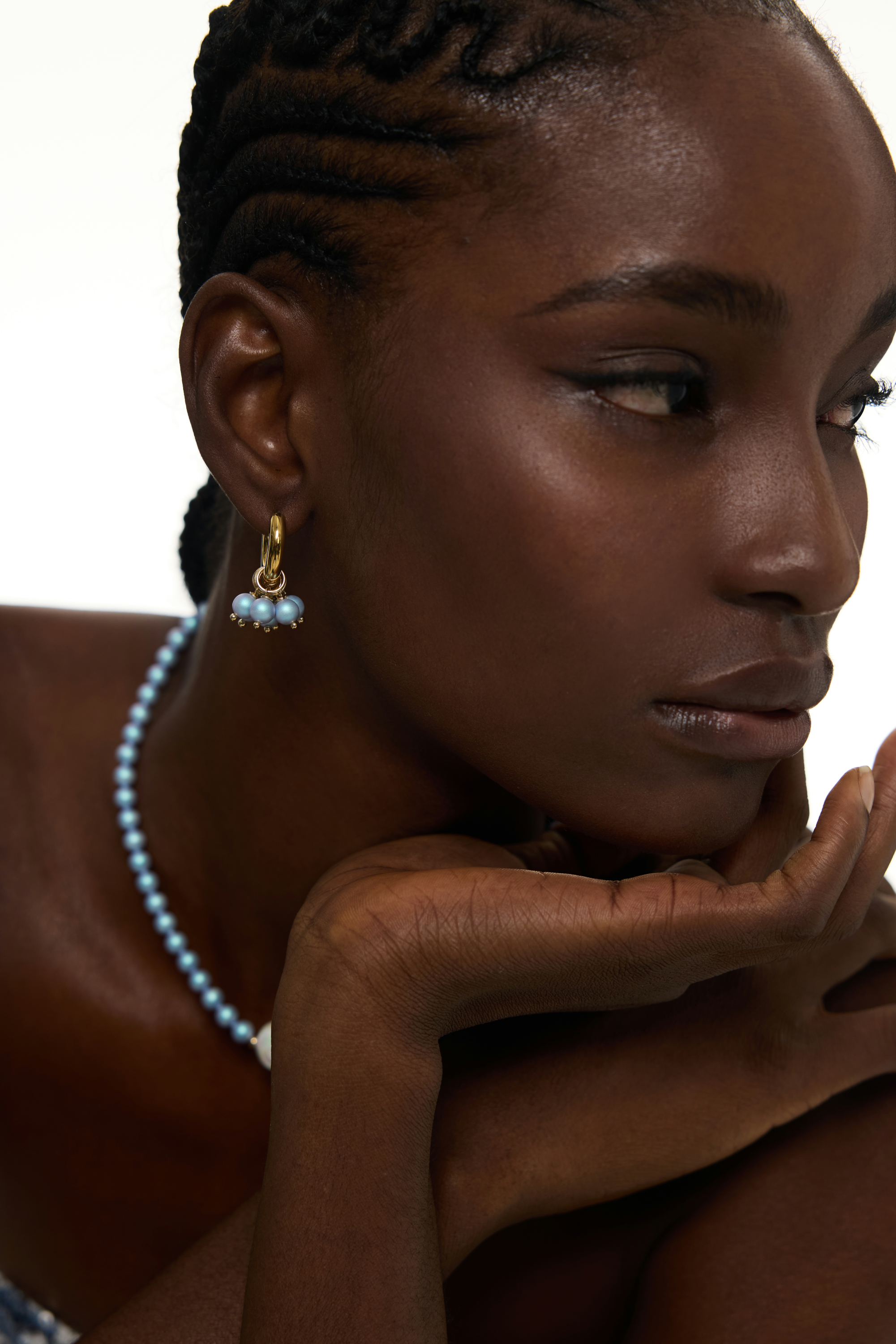 Iridescent Bead Gold Hoop Earrings