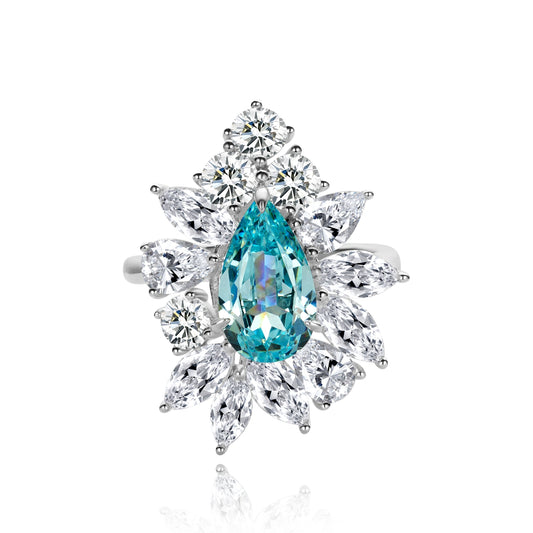 Aquamarine Radiance Starburst Ring
