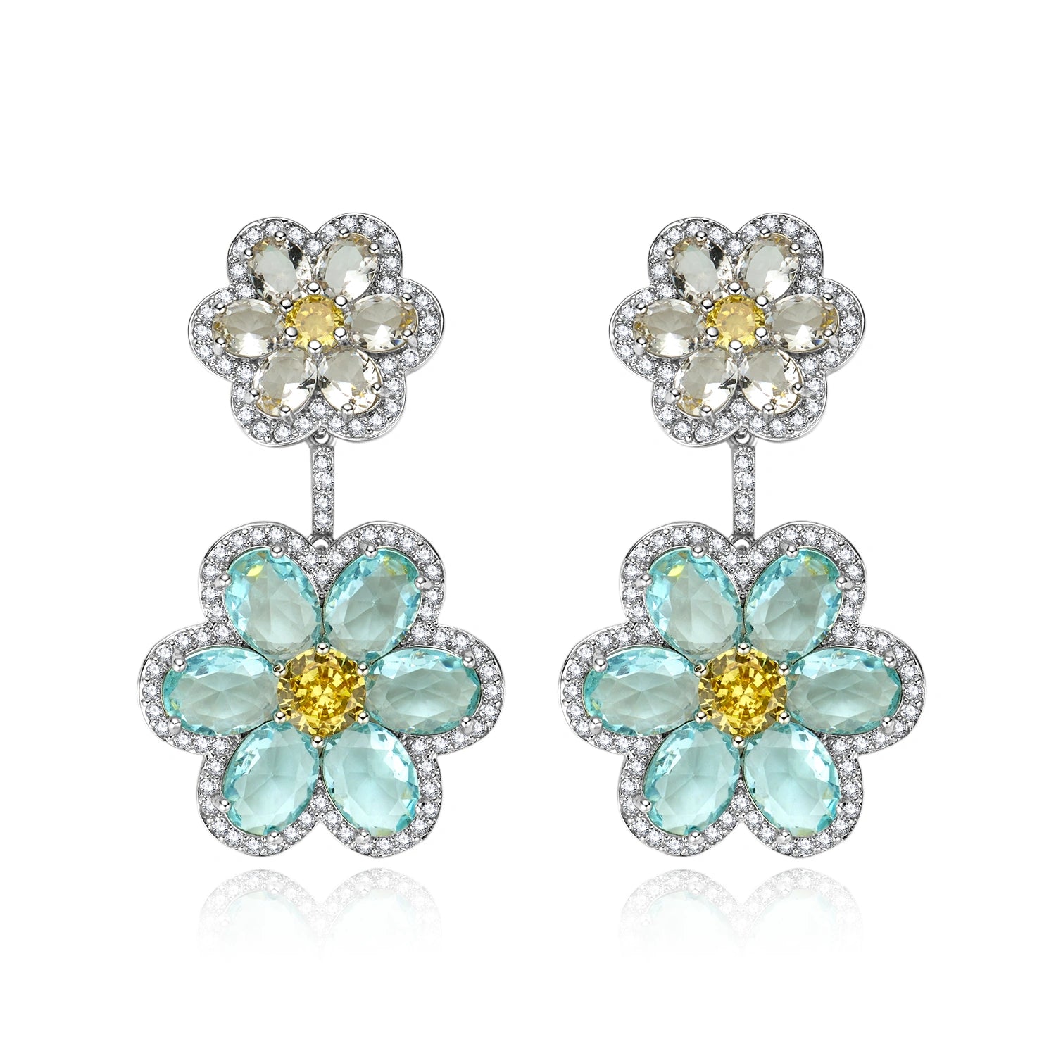 Double  Flower Drop Earrings
